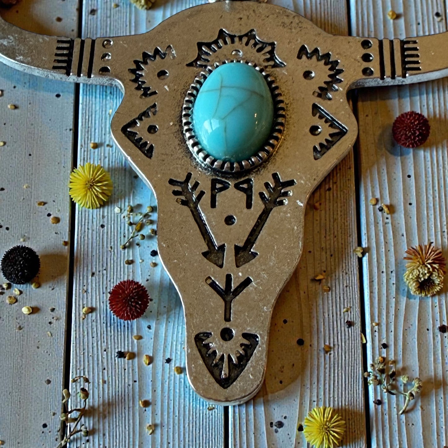 Turquoise Longhorn Purse Charm – Western Boho Bag Accessory