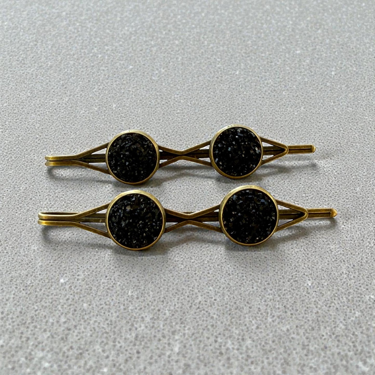 Black Druzy Hair Pins – Sparkly Bronze Bobby Pin Set for Women
