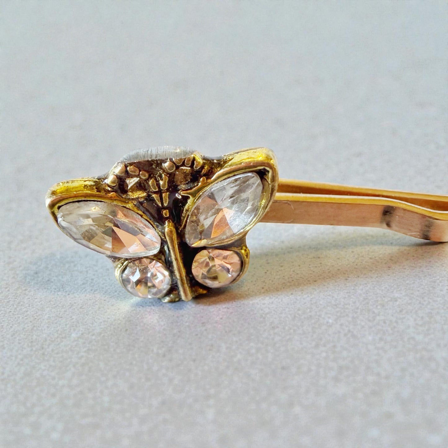 Pasador de pelo rosa de oro, clip de pelo de perla, pasador floral Bobby, pasador de pelo de flor, pasador de pelo vintage, barrette de oro antiguo, clip de pelo de mujer, mariposa