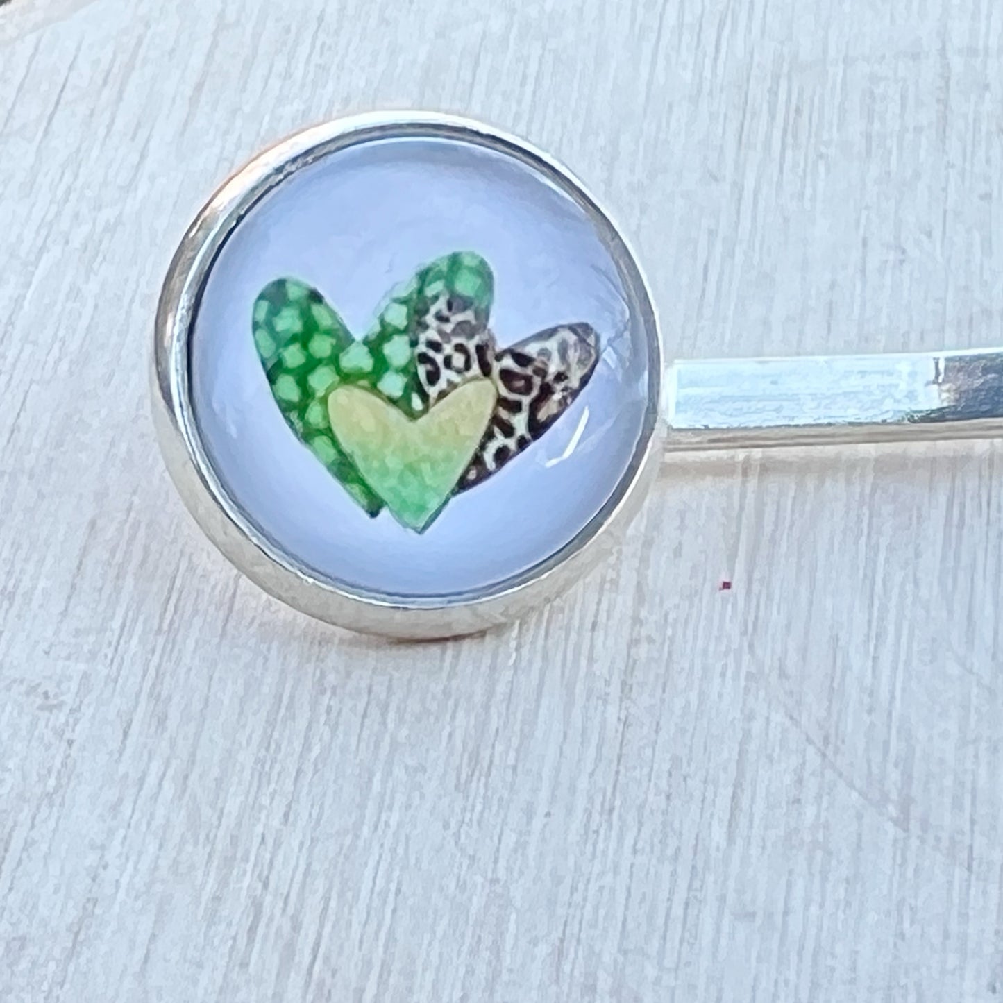Animal Print Heart Hair Pins – Set of 2 Silver Accessories