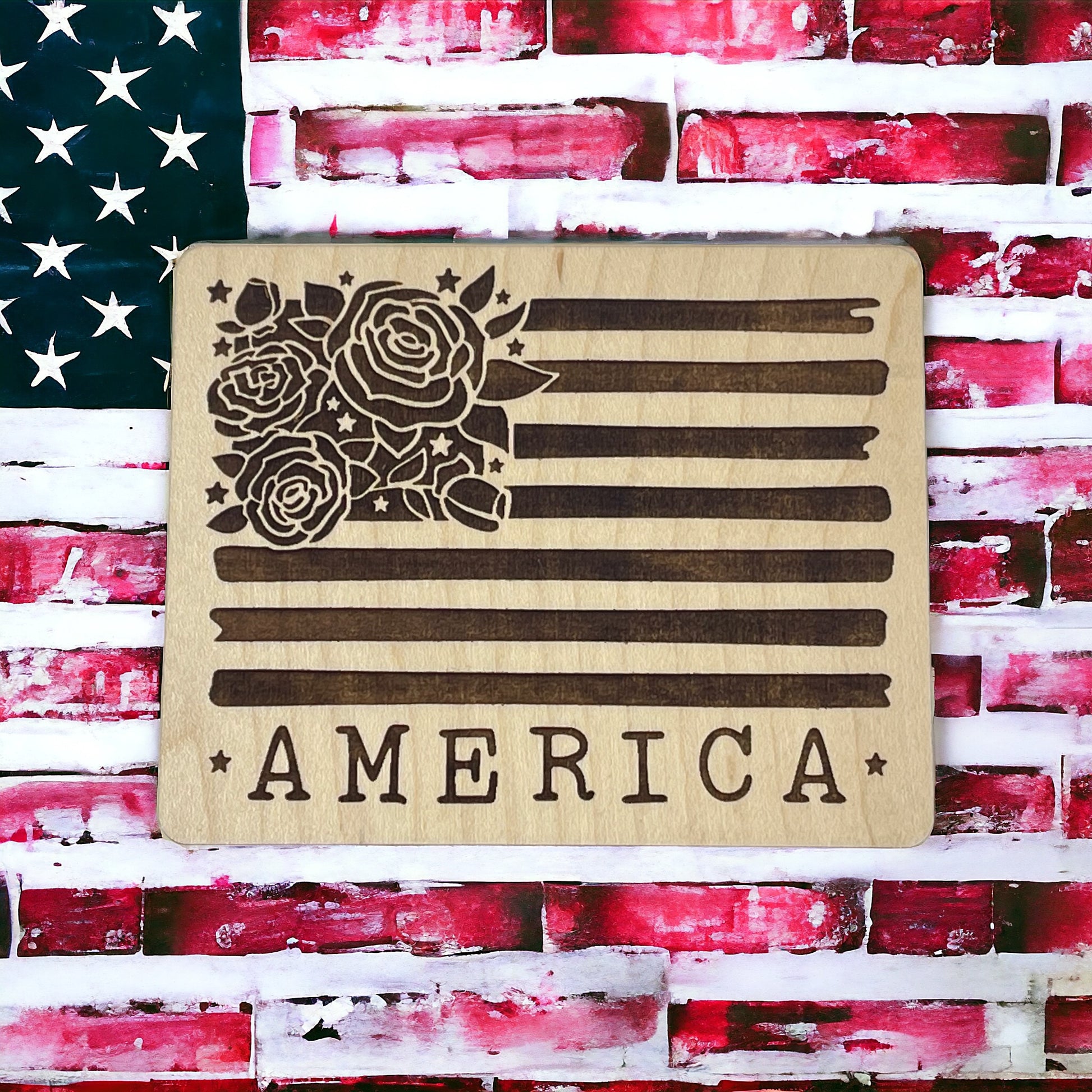 Floral American Flag Magnet – Rustic Patriotic Home Accent