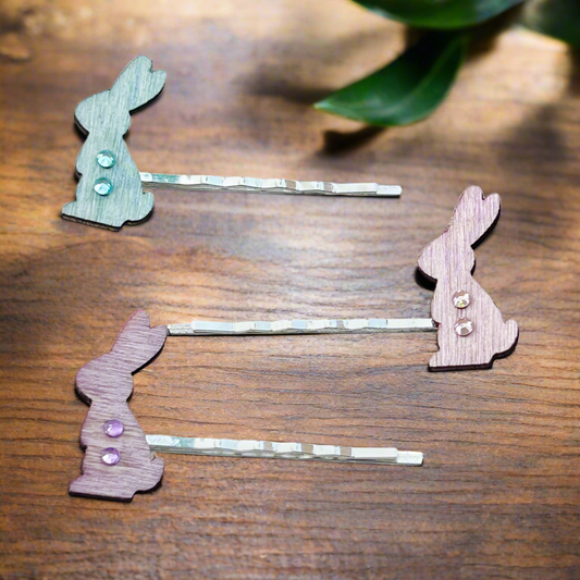 Bunny Rabbit Hair Pins - Easter Hair Accessories Set of 3