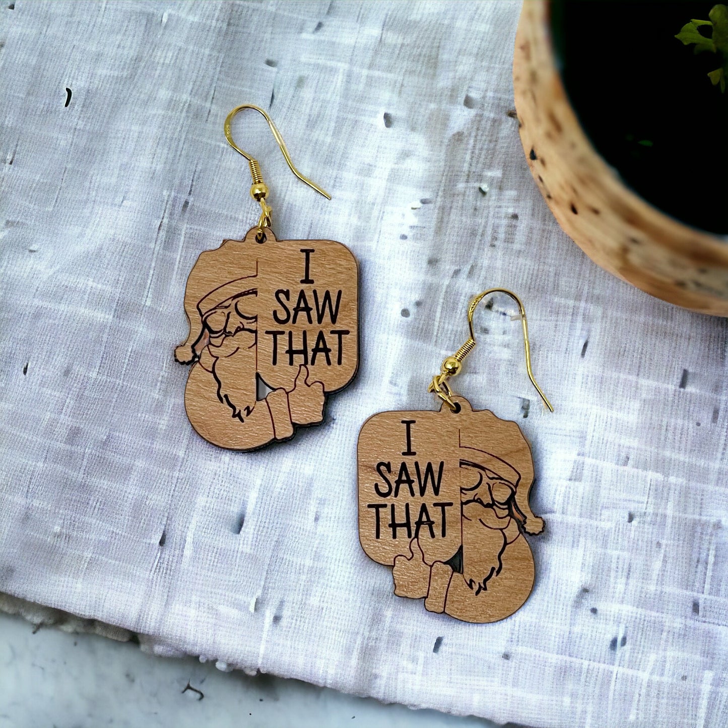 Funny Santa Earrings, Rustic Dangle Earring, Funny Quotes Earring, Cute Winter Holiday Earring, Wooden Word Earring, Country Western Jewelry