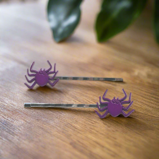 Purple Spider Halloween Hair Pins