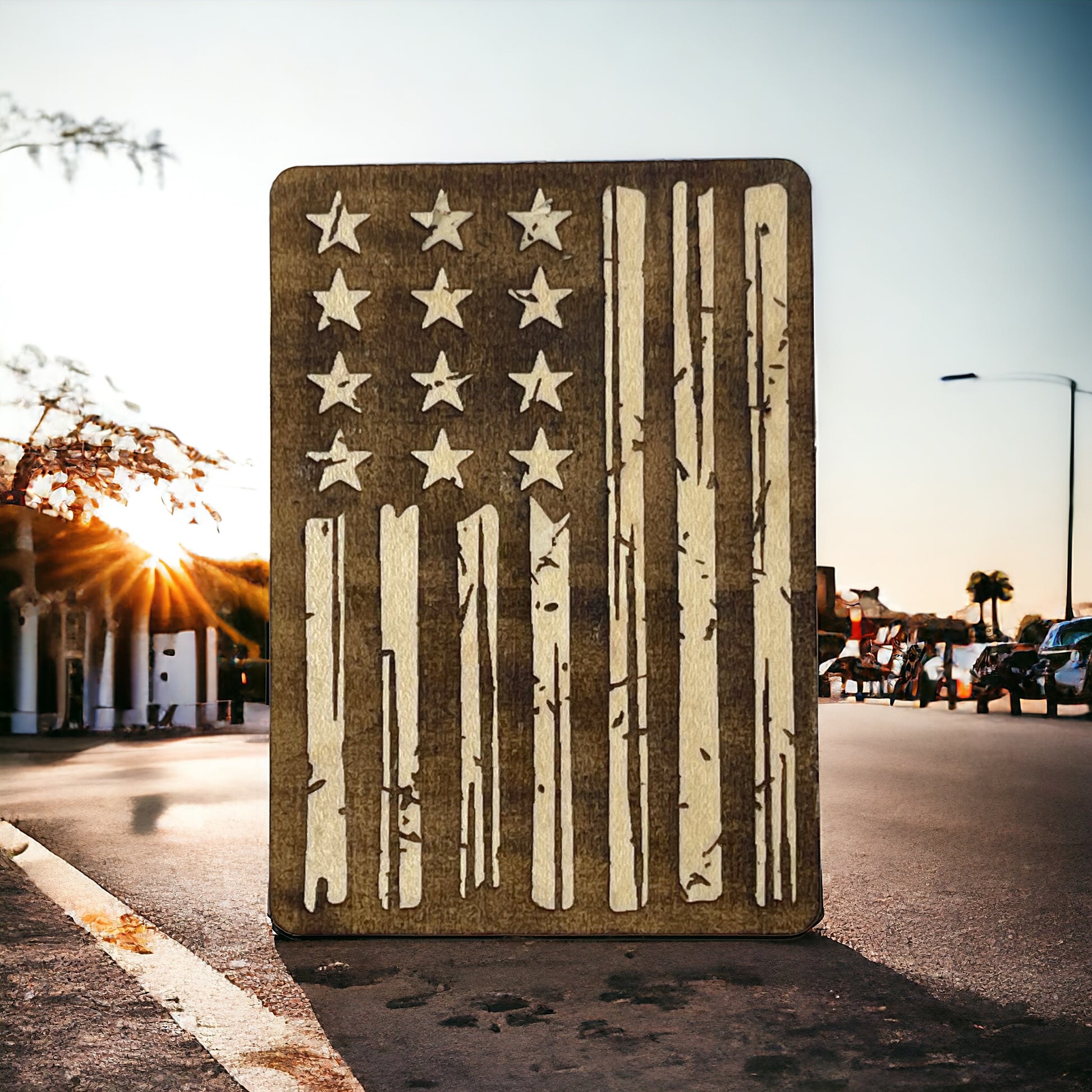 USA Flag Magnet for Home Work School Office, Patriotic Decor Gift, United States Flag Paintable Magnet, US Stars and Stripes Wood Decoration