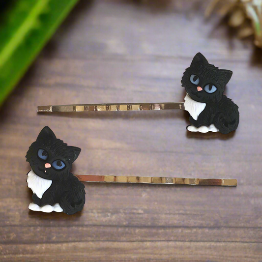 Black Cat Hair Pins - Kitty Bobby Pins for Women's Hairstyles
