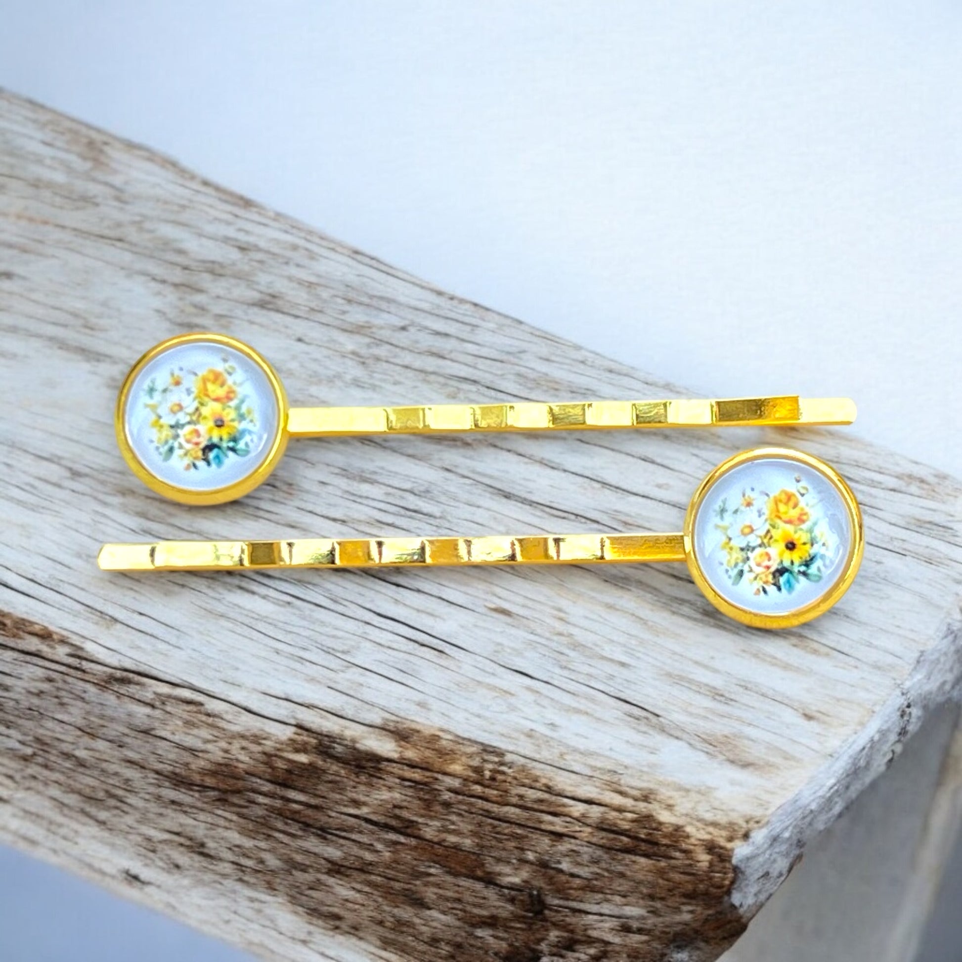 Vintage Floral Hair Pins – Set of 2 Gold Cottagecore Accessories