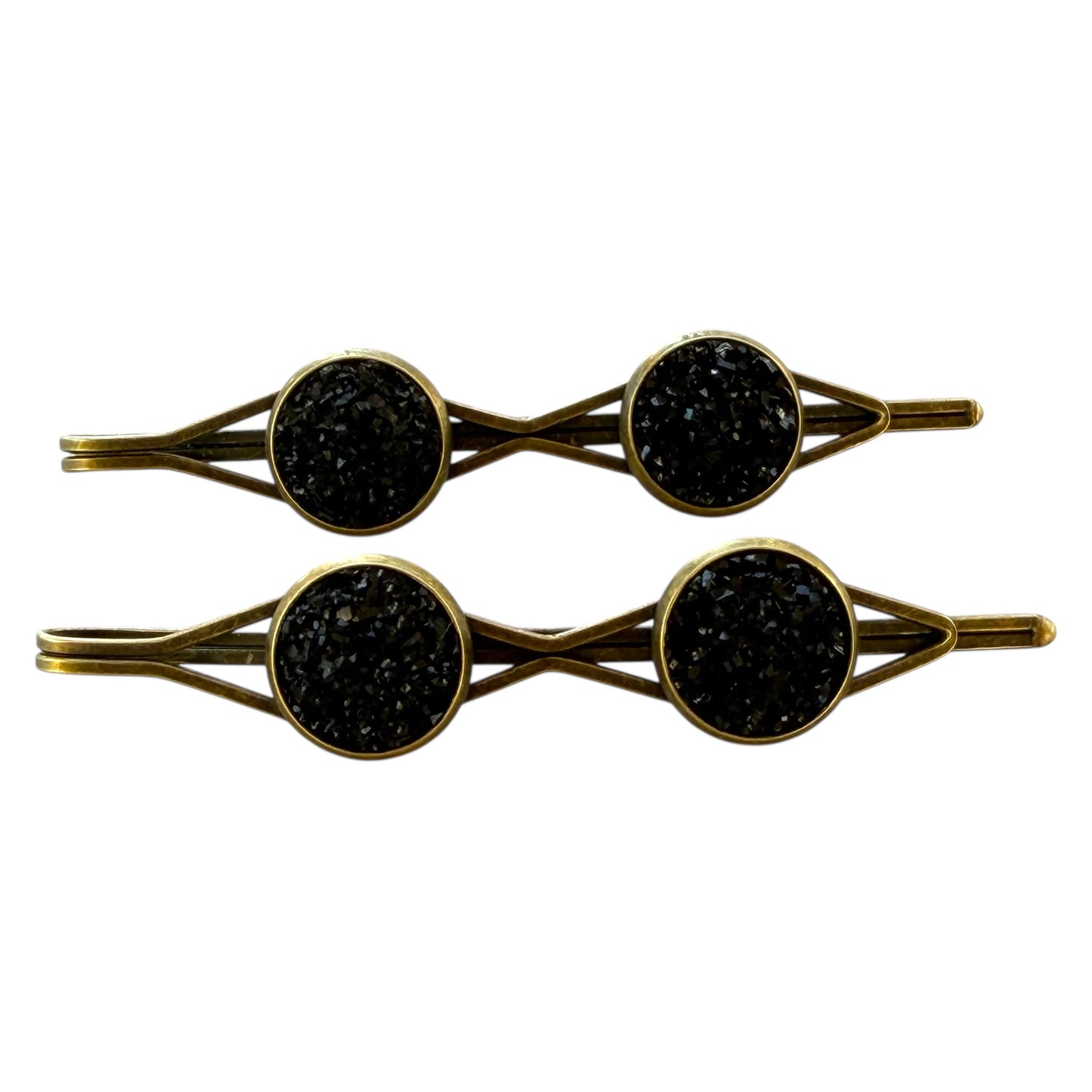 Black Druzy Hair Pins – Sparkly Bronze Bobby Pin Set for Women