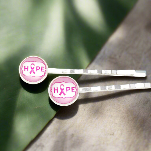 Hope Pink Breast Cancer Awareness Hair Pins