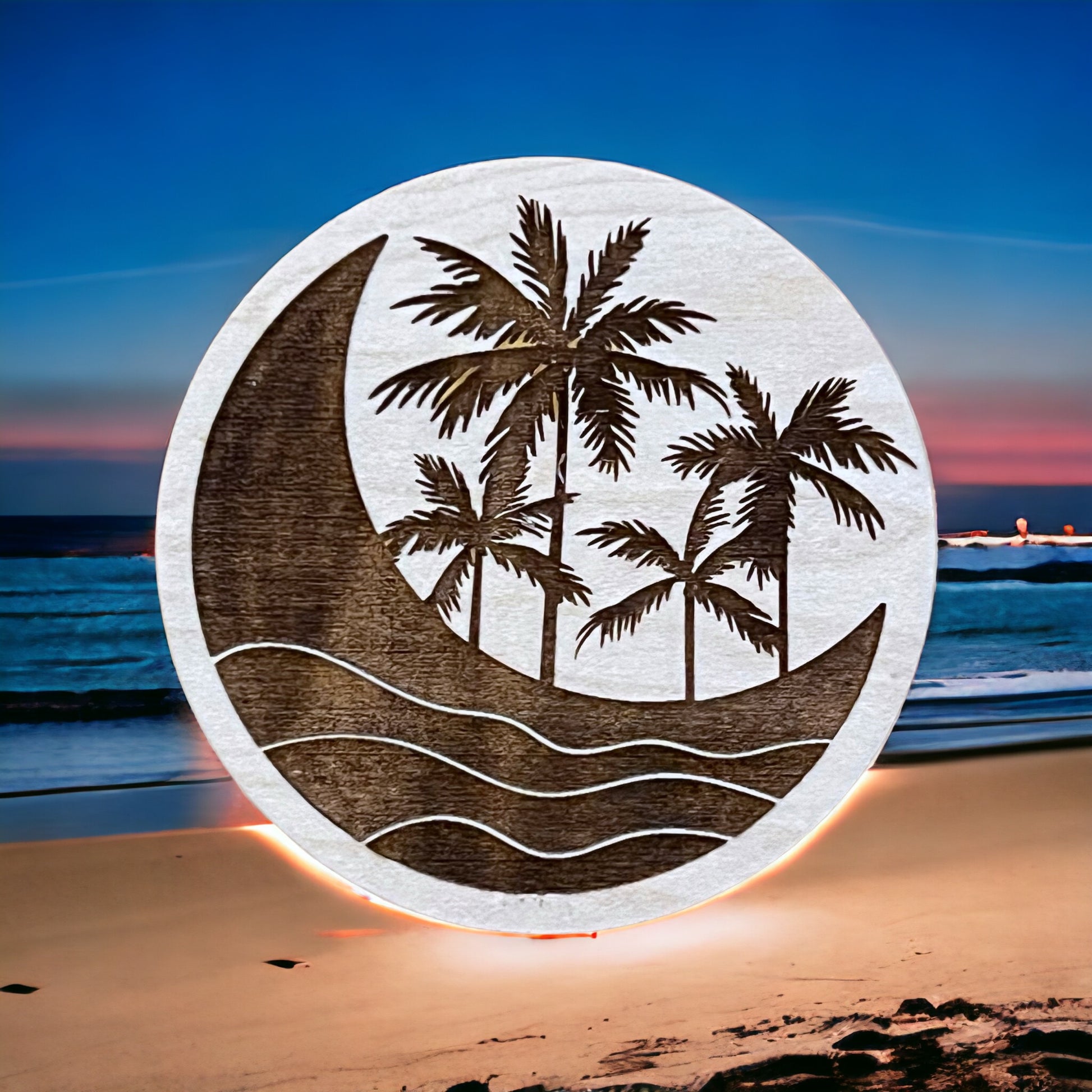 Tropical Moon Magnet – Coastal Beach Vibes Wood Decor
