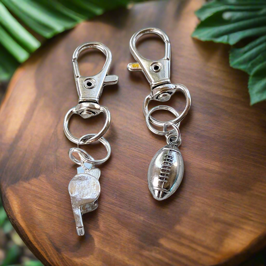 Football Keychain Purse Charm with Whistle