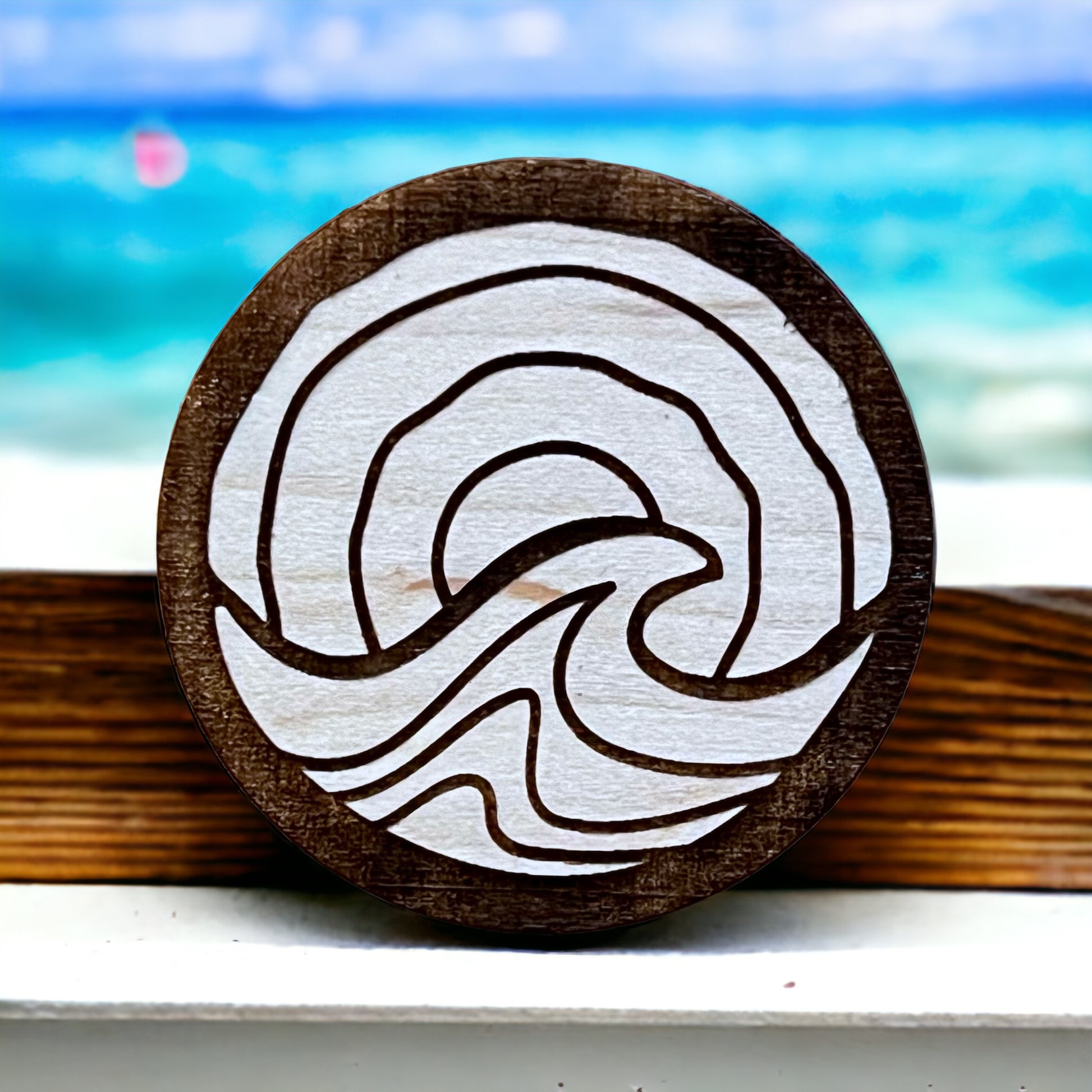 Minimalist Wave Magnet – Modern Coastal Wooden Decor for Beach Lovers