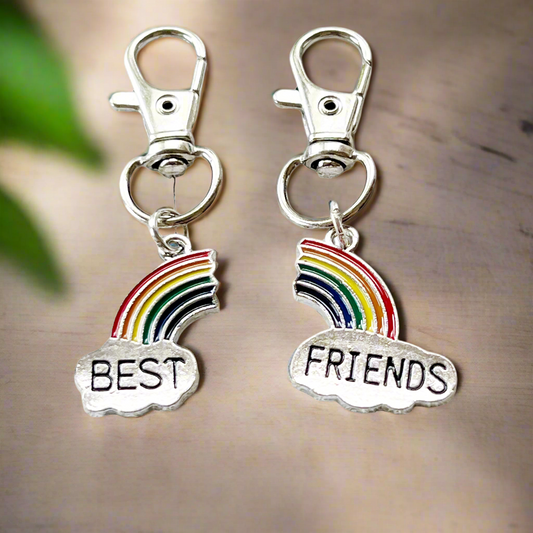 Rainbow Best Friends Purse Keychain Charm with Rhinestones