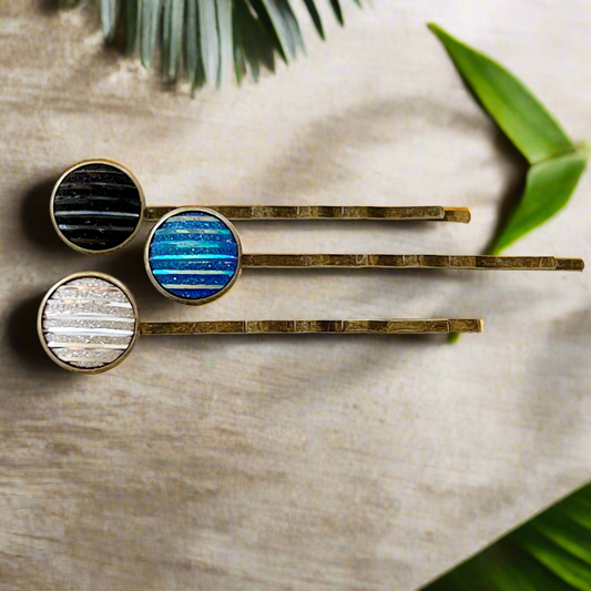 Black Blue Silver Druzy Hair Pins - Chic Women's Hair Accessories