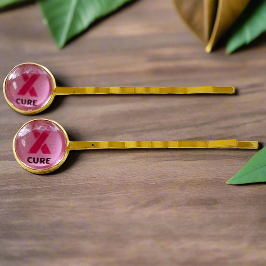Breast Cancer Awareness Ribbon Hair Pins