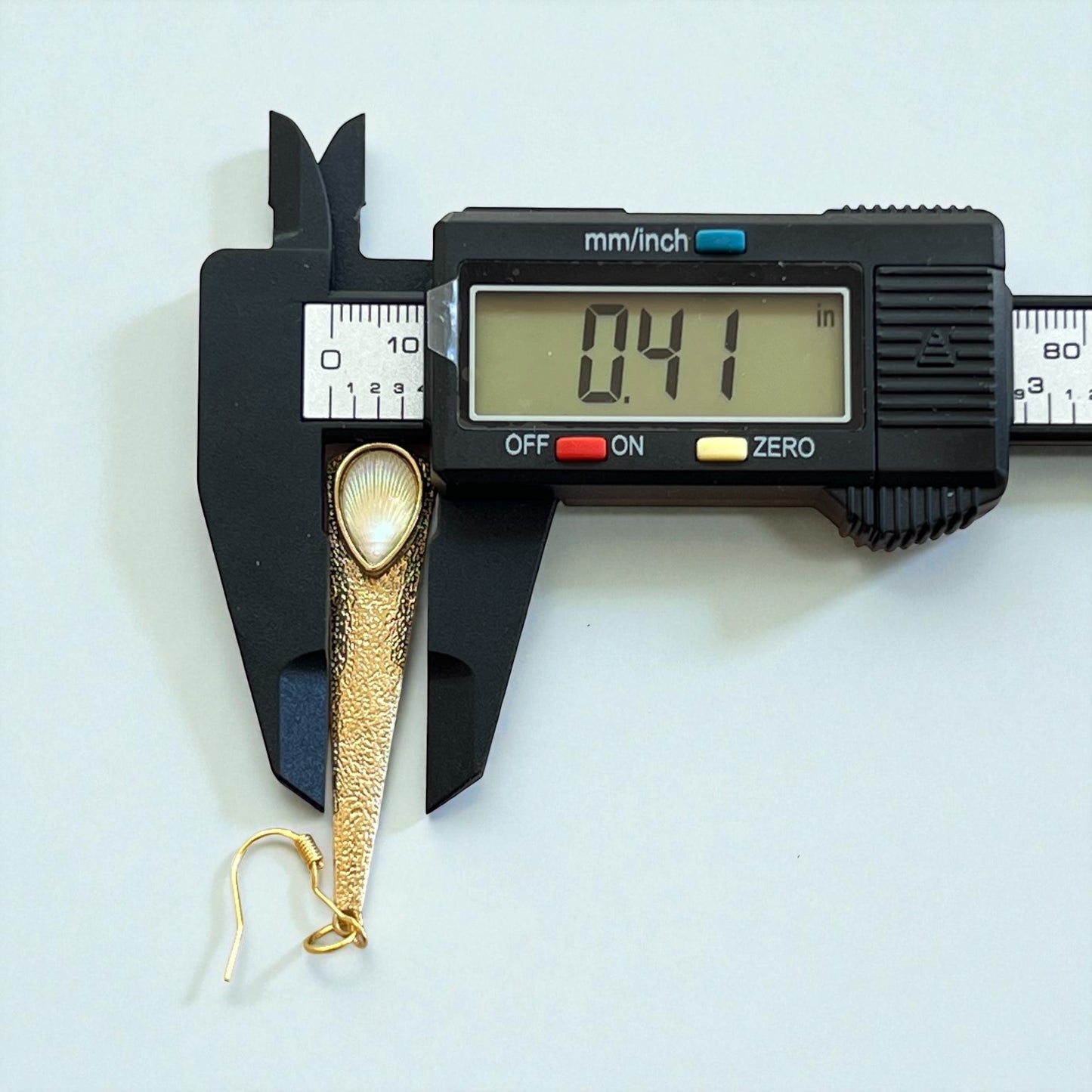 Textured Gold Teardrop Earrings – Iridescent Shell Dangles