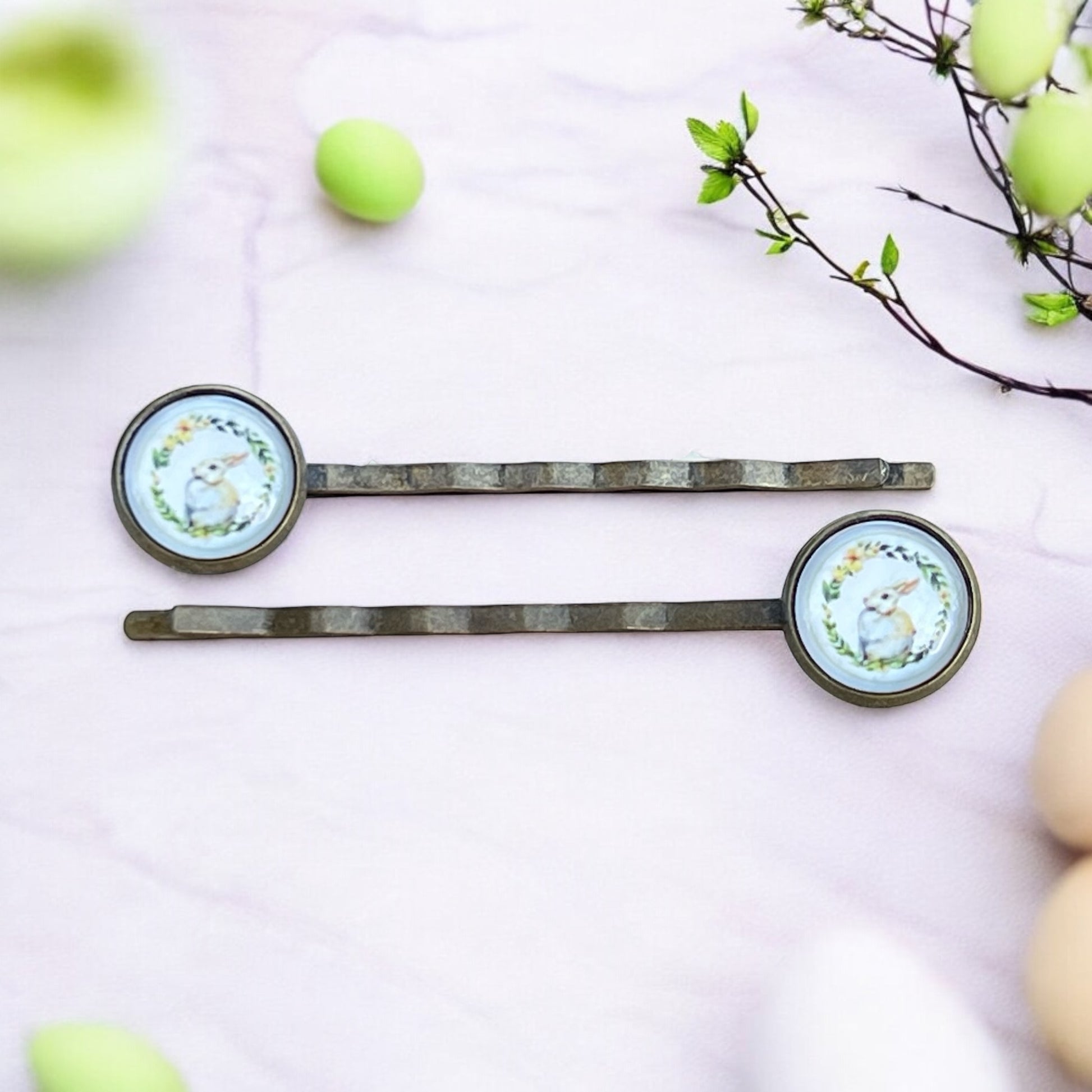 Easter Bunny Hair Pins – Set of 2 Boho Spring Clips
