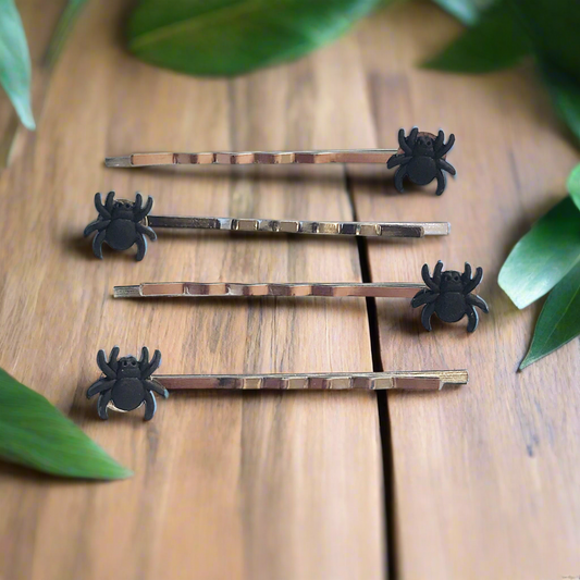 Tiny Black Spider Hair Pins - Halloween Accessories