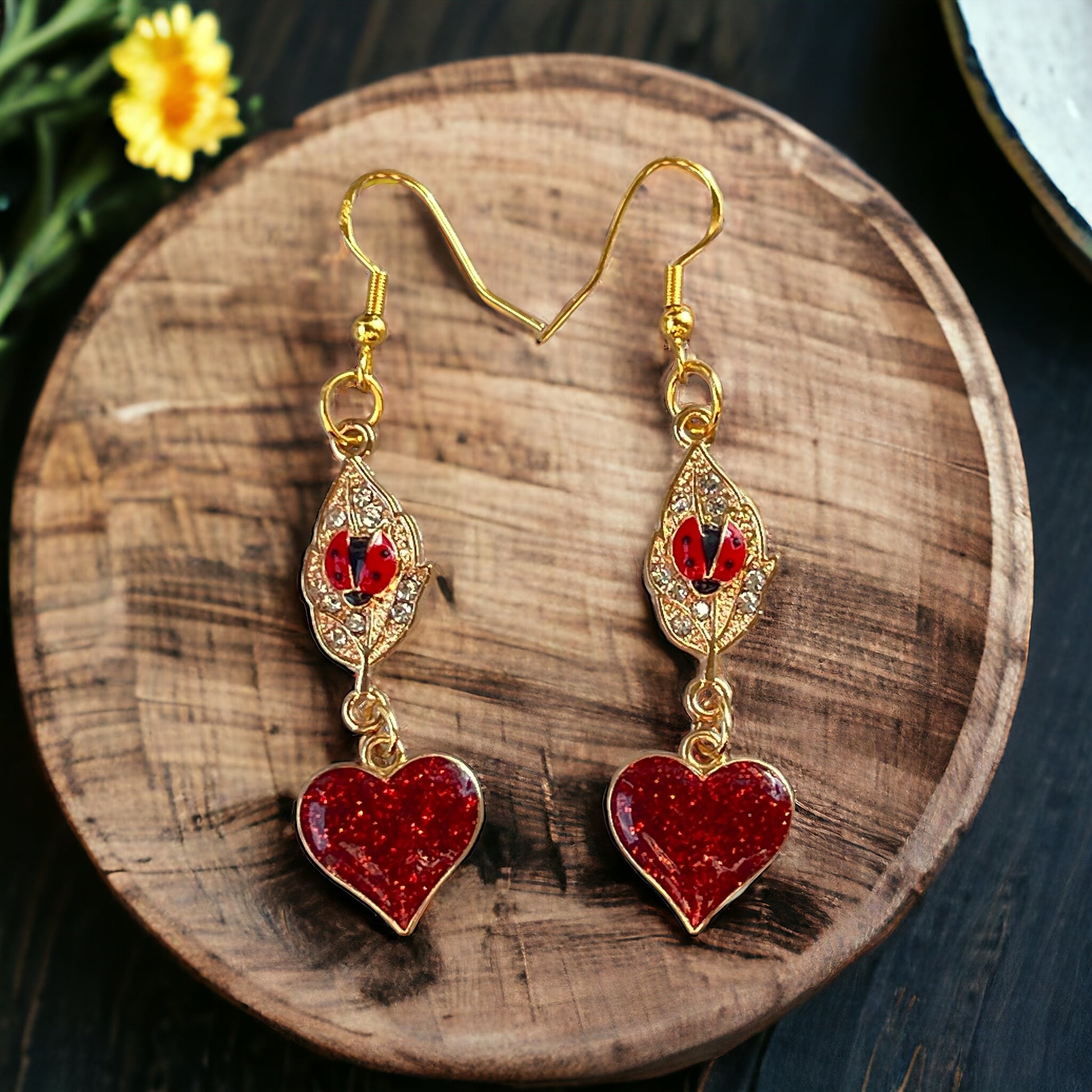 Ladybug & Heart Earrings – Whimsical Nature-Inspired Jewelry