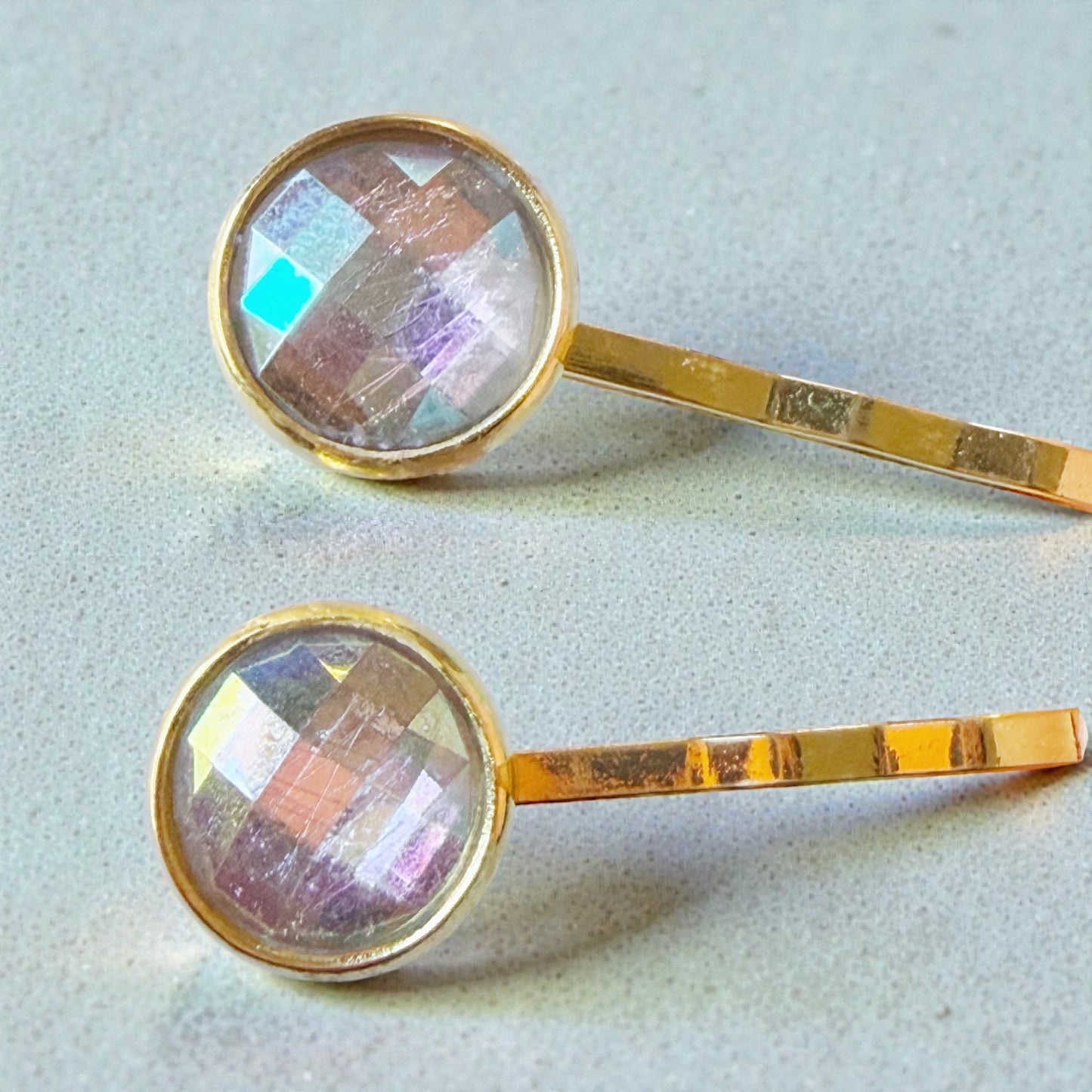 Iridescent Pastel Hair Pin Set – Gold Bobby Pins for Women