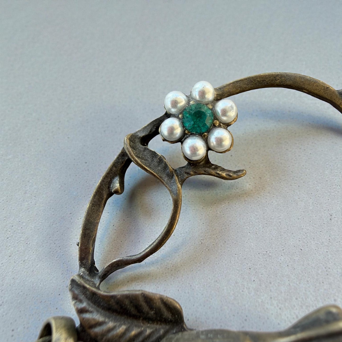 Vintage Bird & Pearl Purse Charm – Rustic Boho Branch Keychain