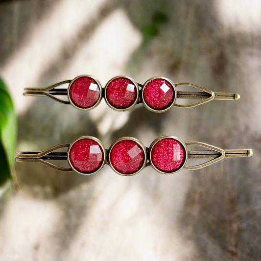 Horquillas para el pelo con diamantes de imitación de color rosa intenso