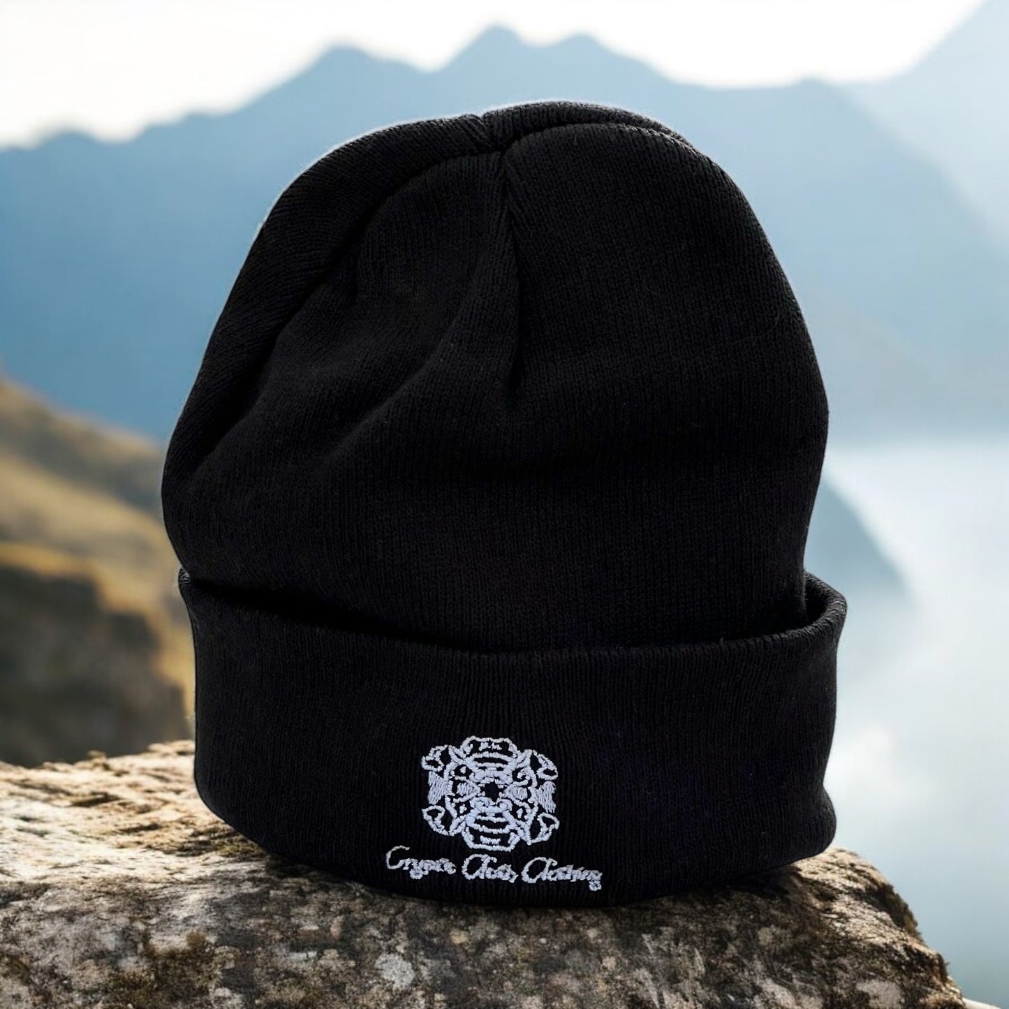 [PREORDER] Embroidered Black Beanie – Hand-Drawn – Demon Skull Streetwear Hat