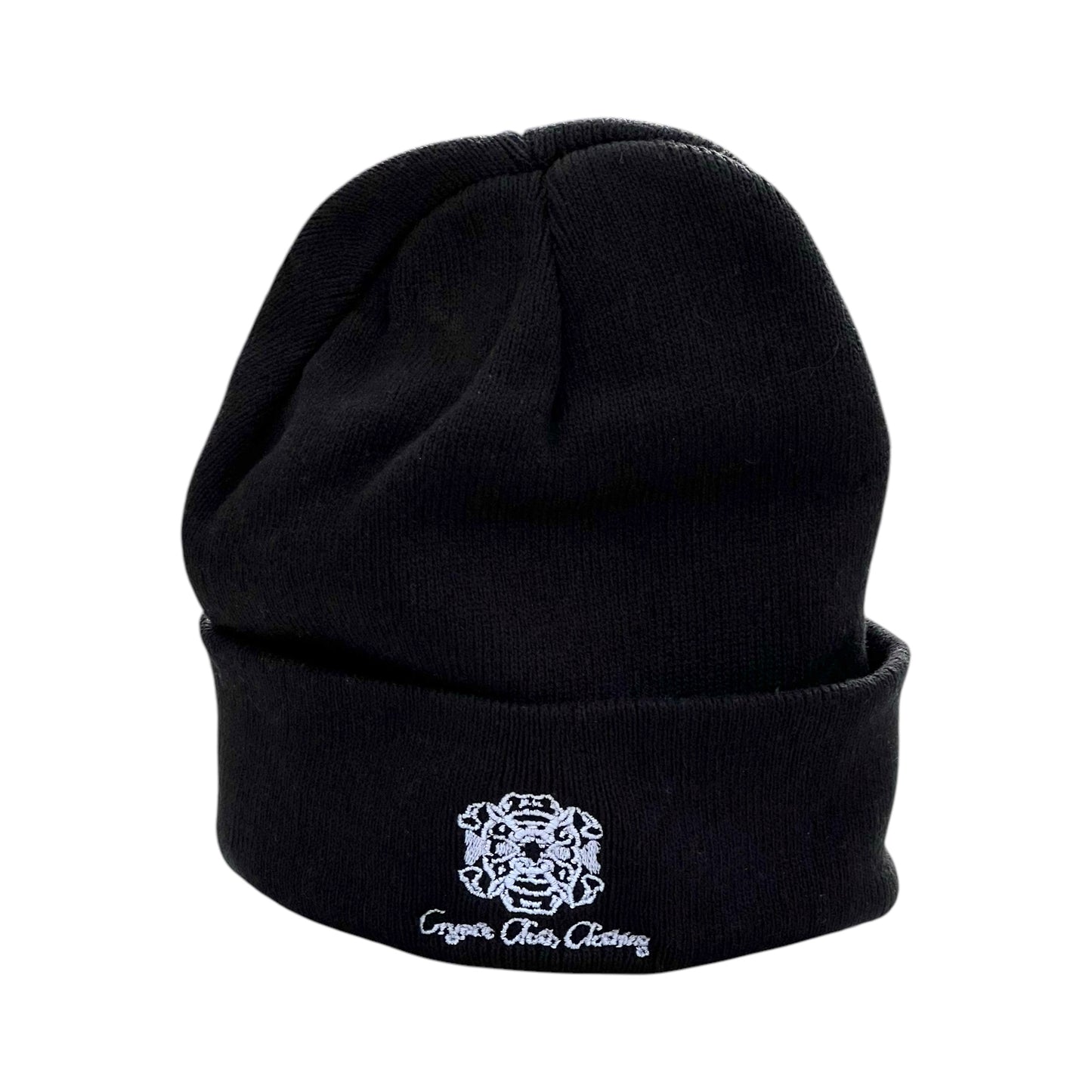 [PREORDER] Embroidered Black Beanie – Hand-Drawn – Demon Skull Streetwear Hat