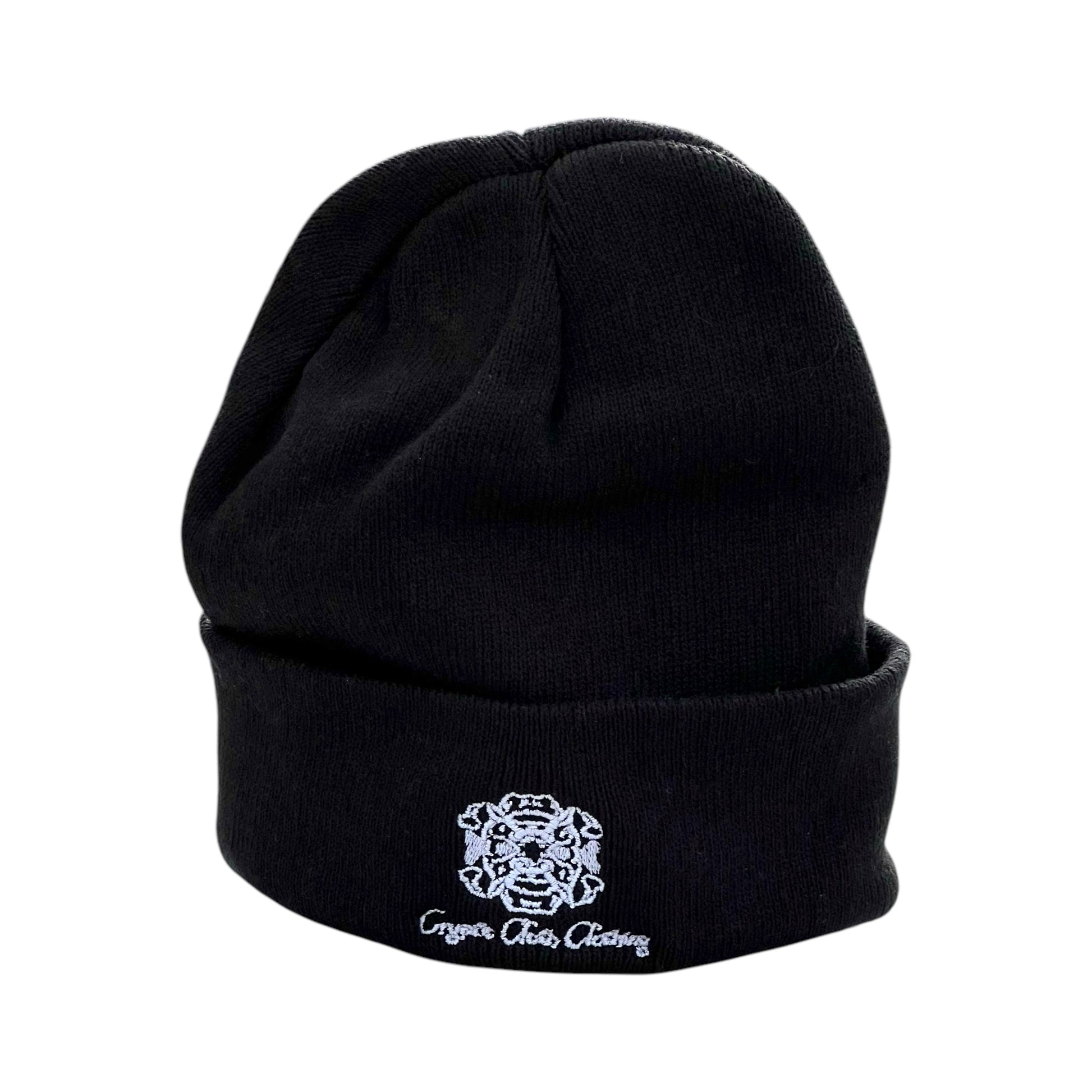 [PREORDER] Embroidered Black Beanie – Hand-Drawn – Demon Skull Streetwear Hat