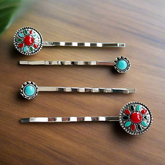 Western Floral Hair Pins - Boho Cowgirl Southwestern Bobby Pins