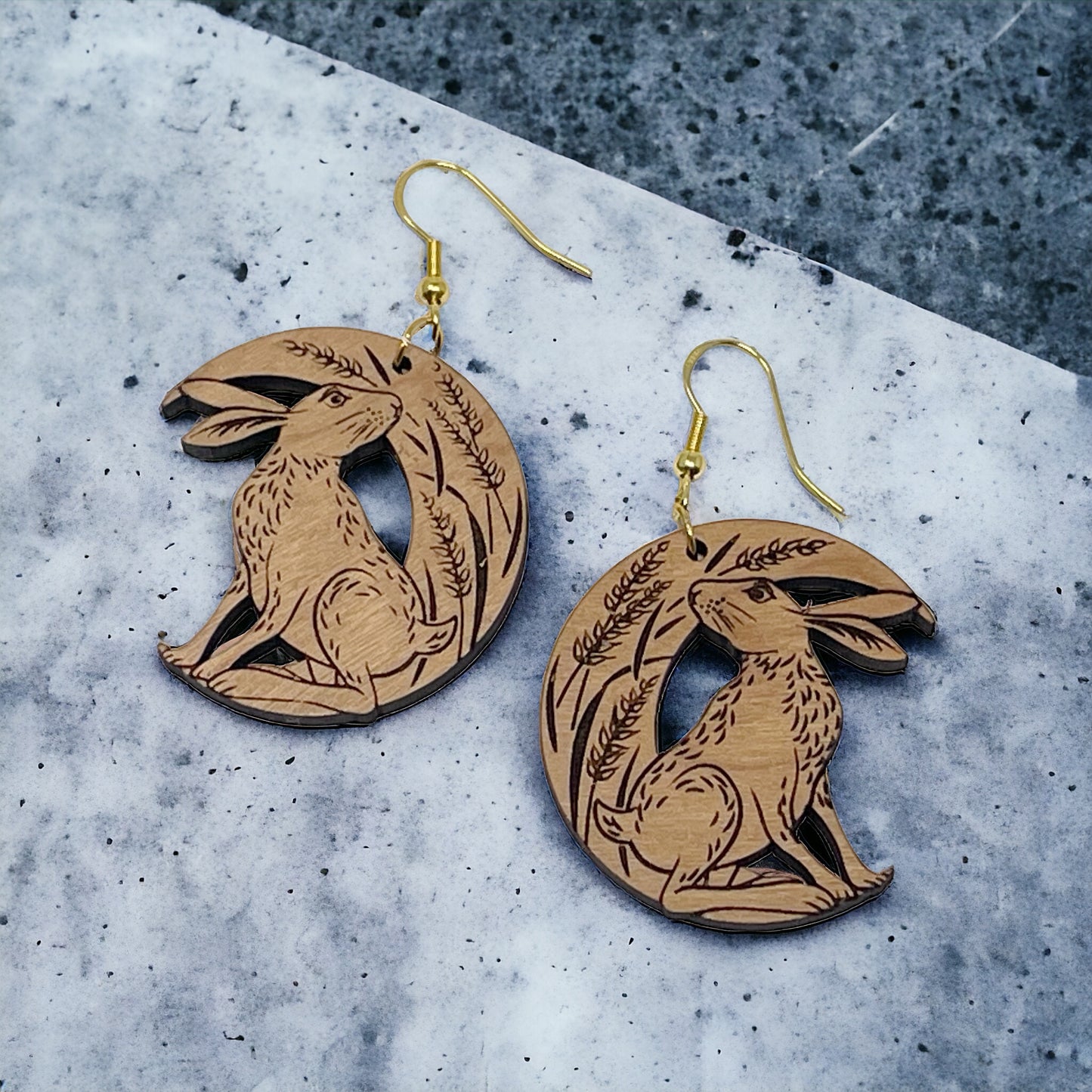 Woodland Rabbit Moon Earrings – Nature-Inspired Boho Forest Jewelry