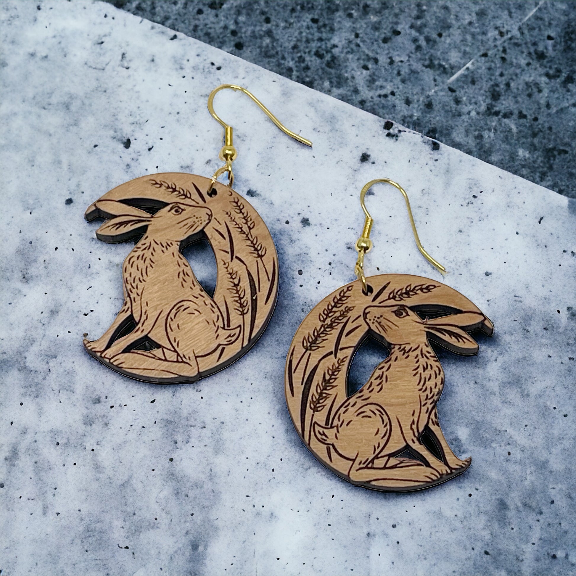 Woodland Rabbit Moon Earrings – Nature-Inspired Boho Forest Jewelry