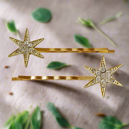 Gold Star Celestial Bobby Pins Winter Hair Pin Set of 2