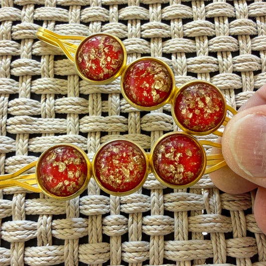 Red & Gold Glitter Hair Pins – Gold Bobby Pin Set for Women & Teens