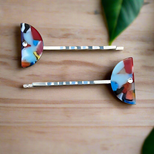 Multi Color Acrylic Hair Pins - Retro Vintage Bobby Pins