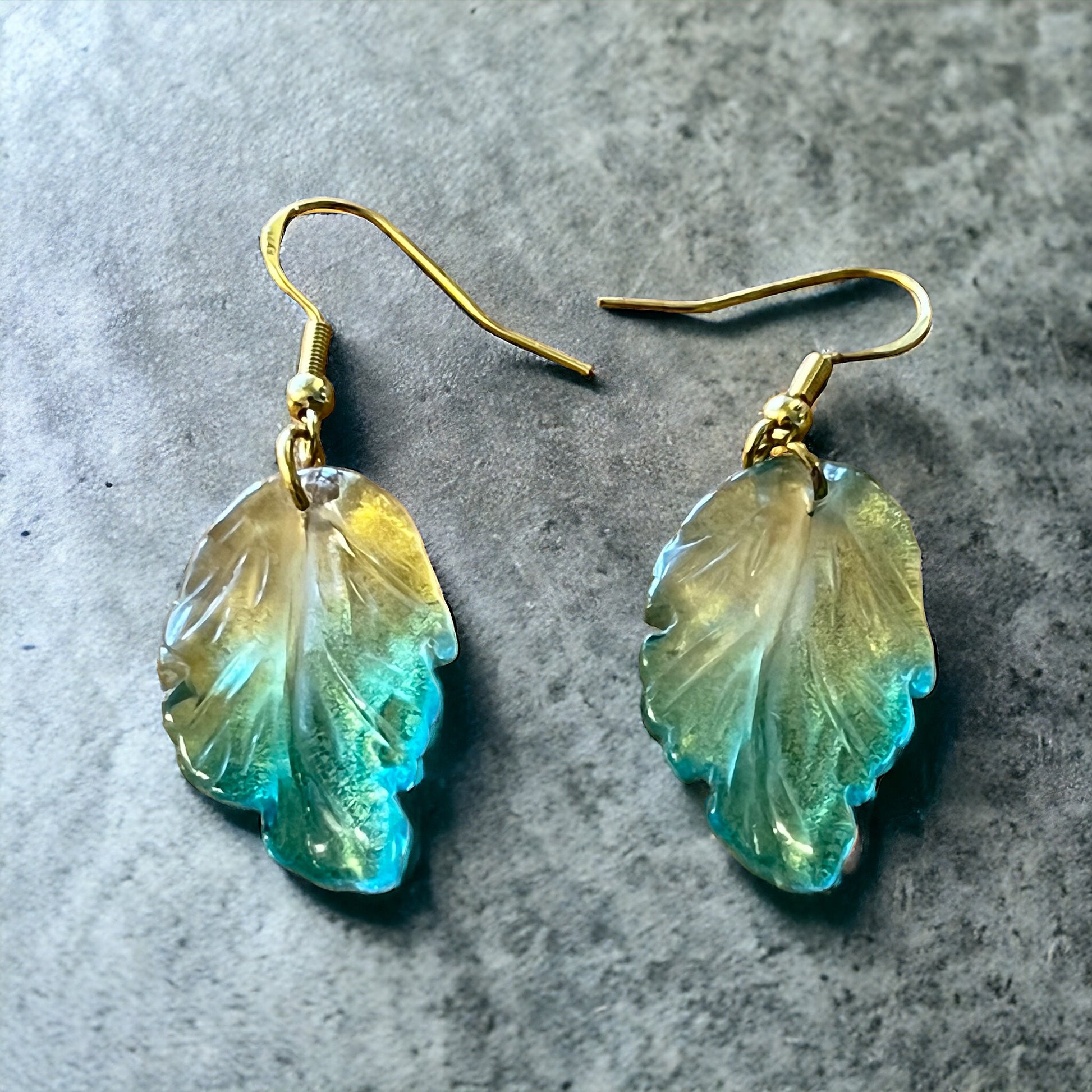 Czech Glass Leaf Earrings – Boho Nature-Inspired Dangles