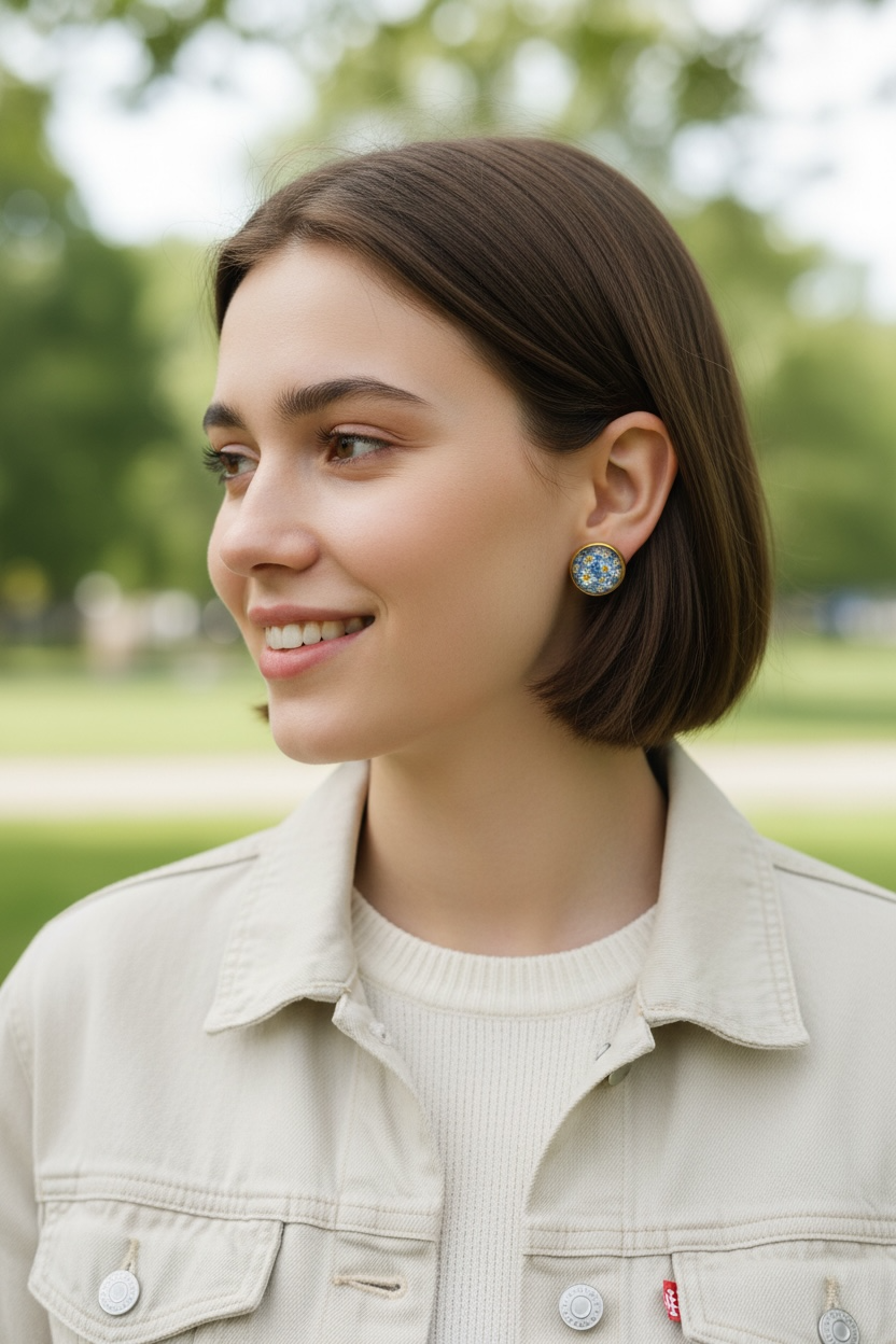 Daisy Stud Earrings – 12mm Gold Tone Floral Boho Jewelry for Her