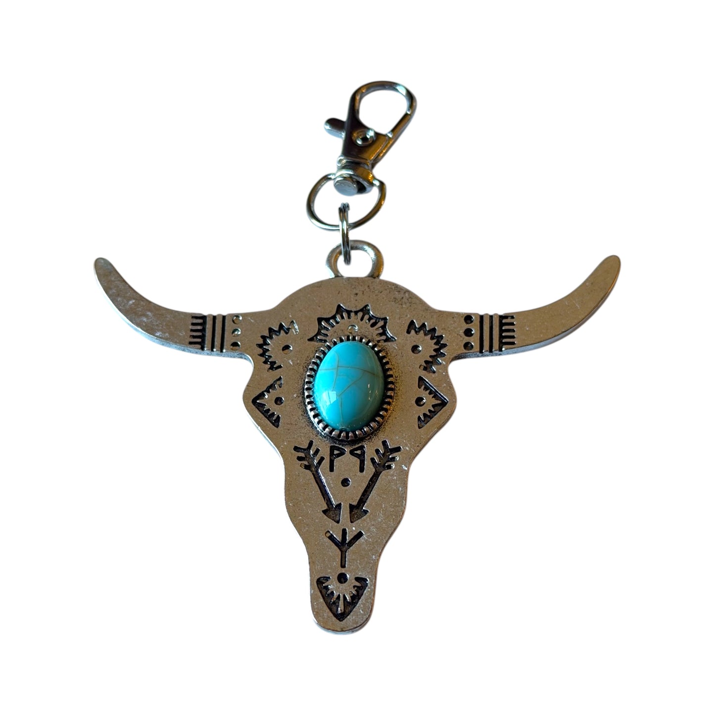 Turquoise Longhorn Purse Charm – Western Boho Bag Accessory