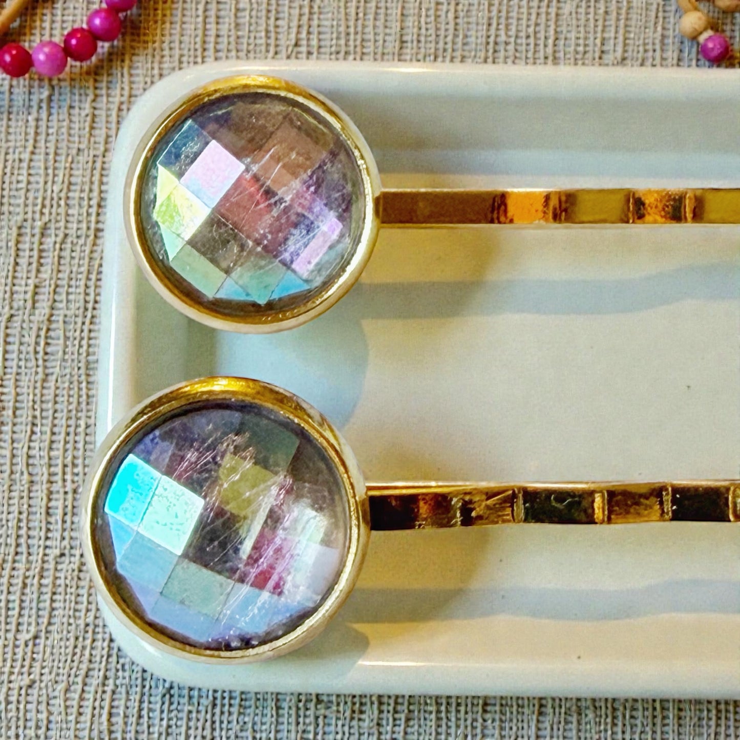 Iridescent Pastel Hair Pin Set – Gold Bobby Pins for Women