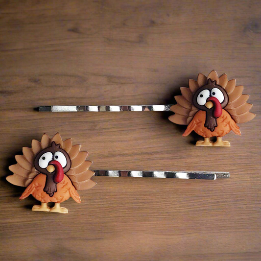 Turkey Hair Pins - Fall Thanksgiving Autumn Bobby Pins