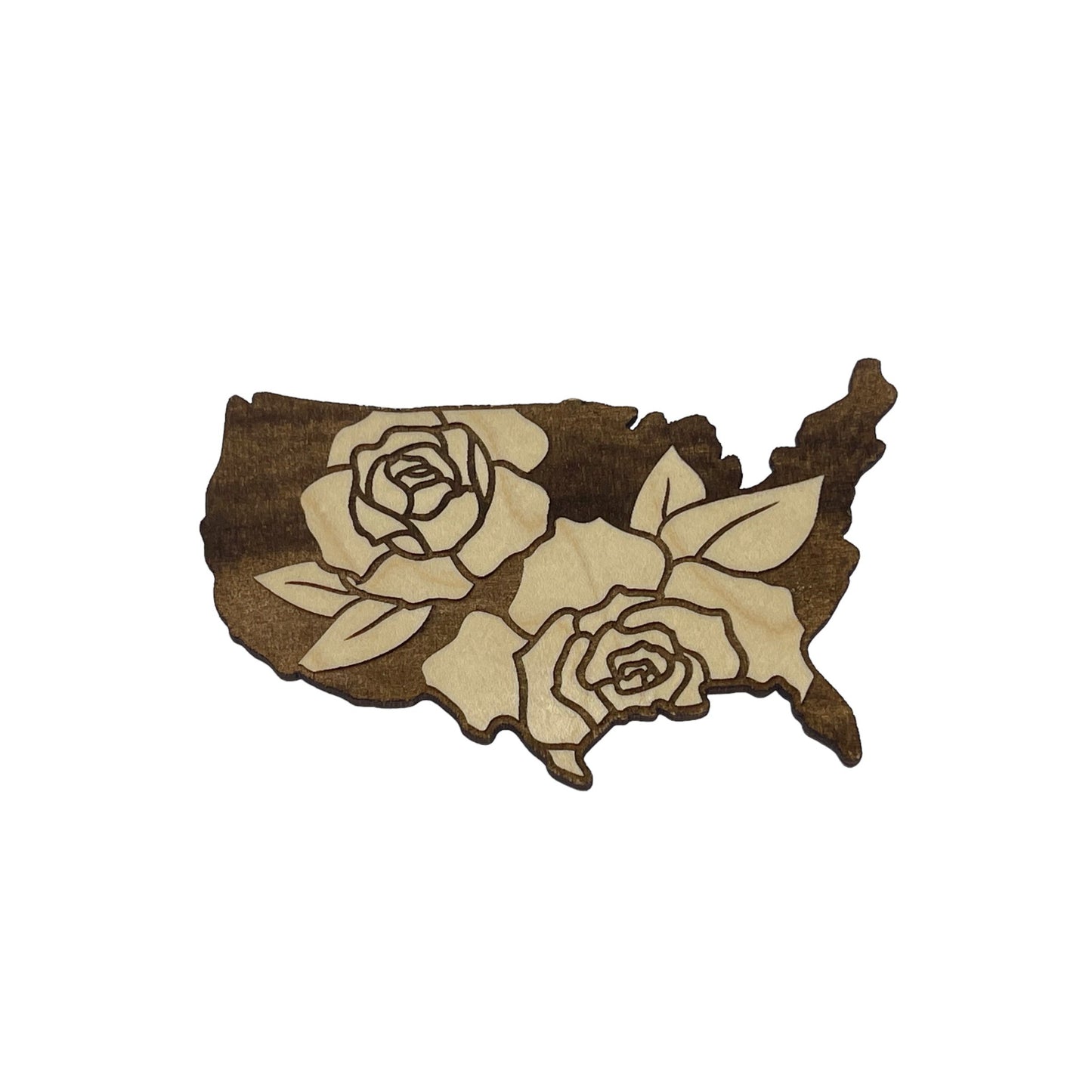 USA Rose Magnet – Floral Patriotic Wooden Home Decor