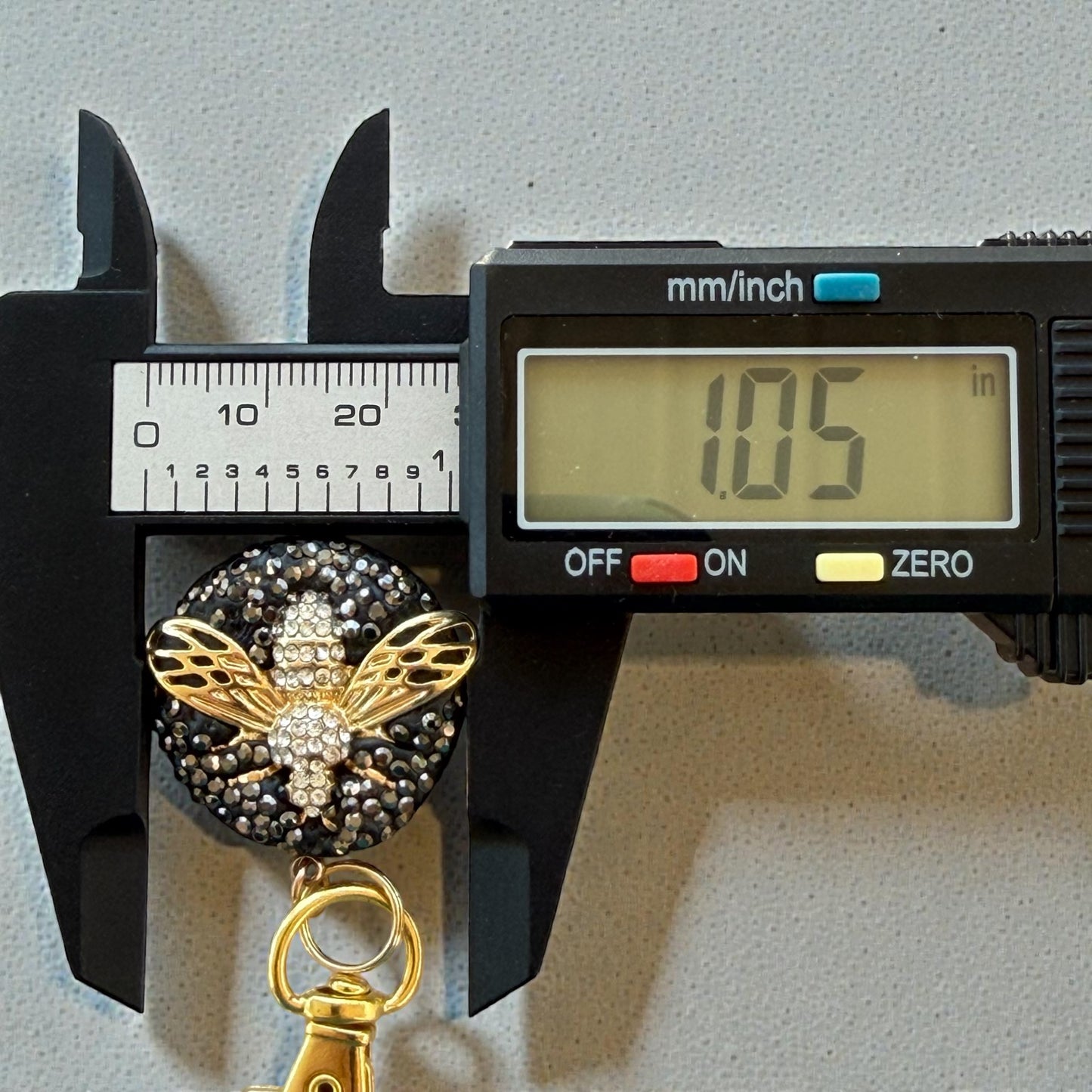 Black Druzy Bee Purse Charm – Gold Sparkle Rhinestone Keychain