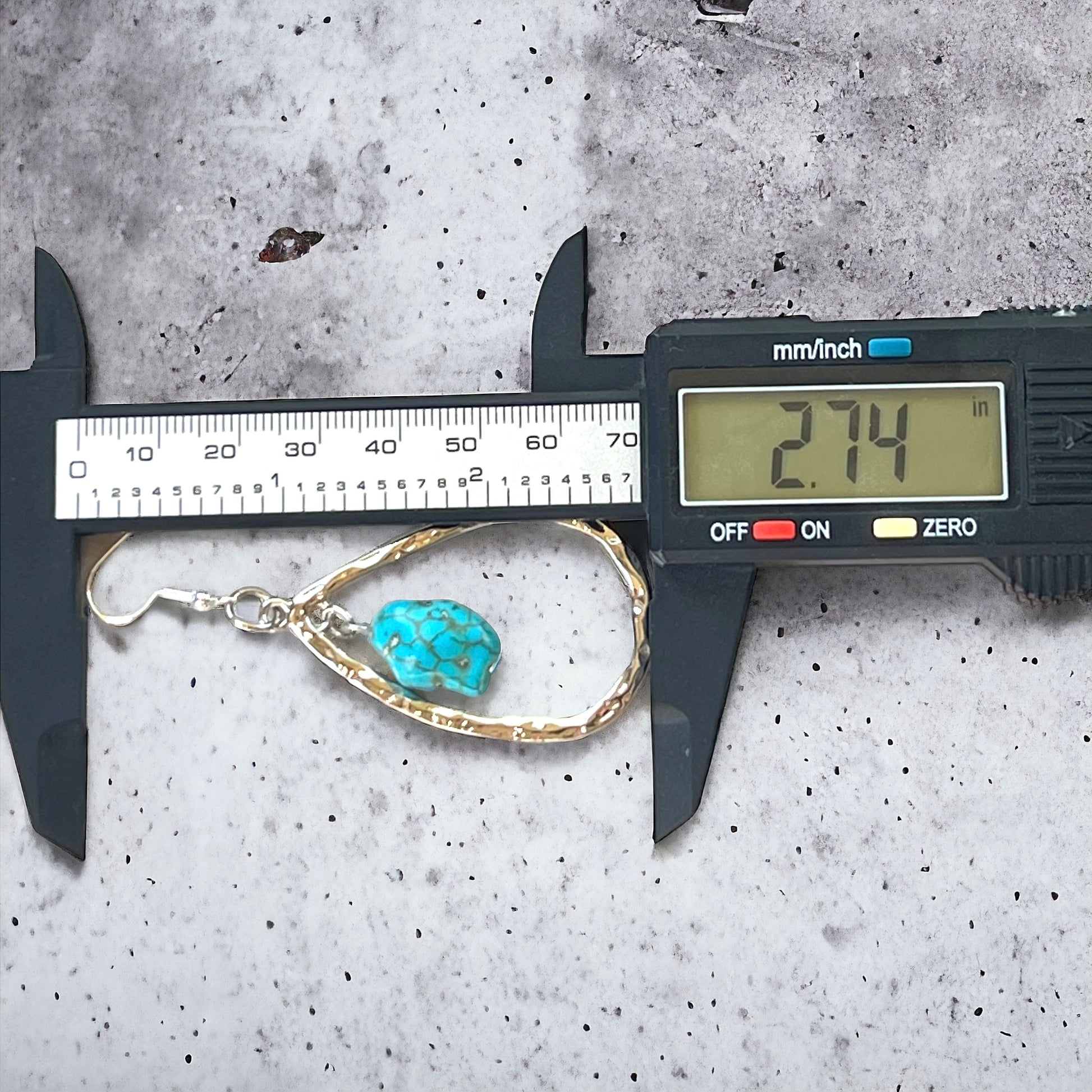 Hammered Teardrop Earrings – Turquoise Boho Western Jewelry