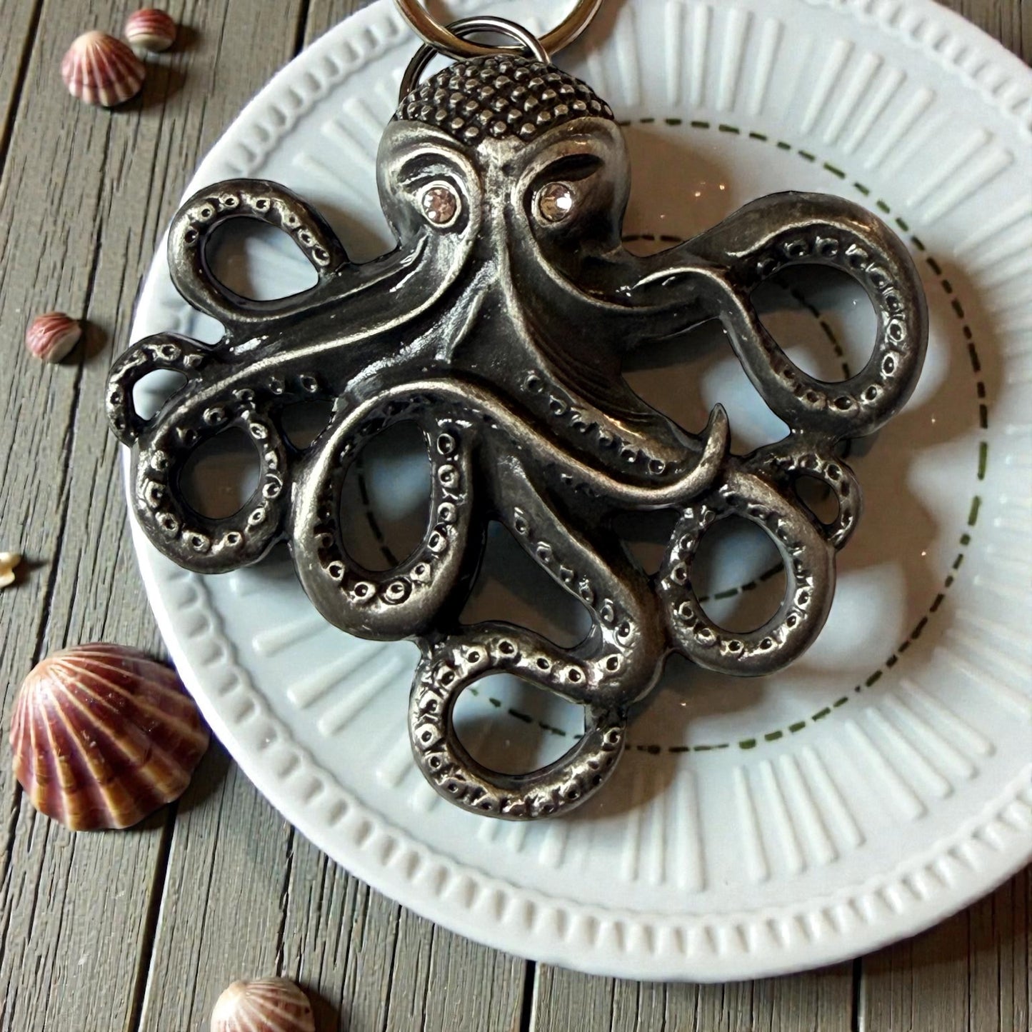 Silver Octopus Purse Charm – Coastal Nautical Bag Accessory
