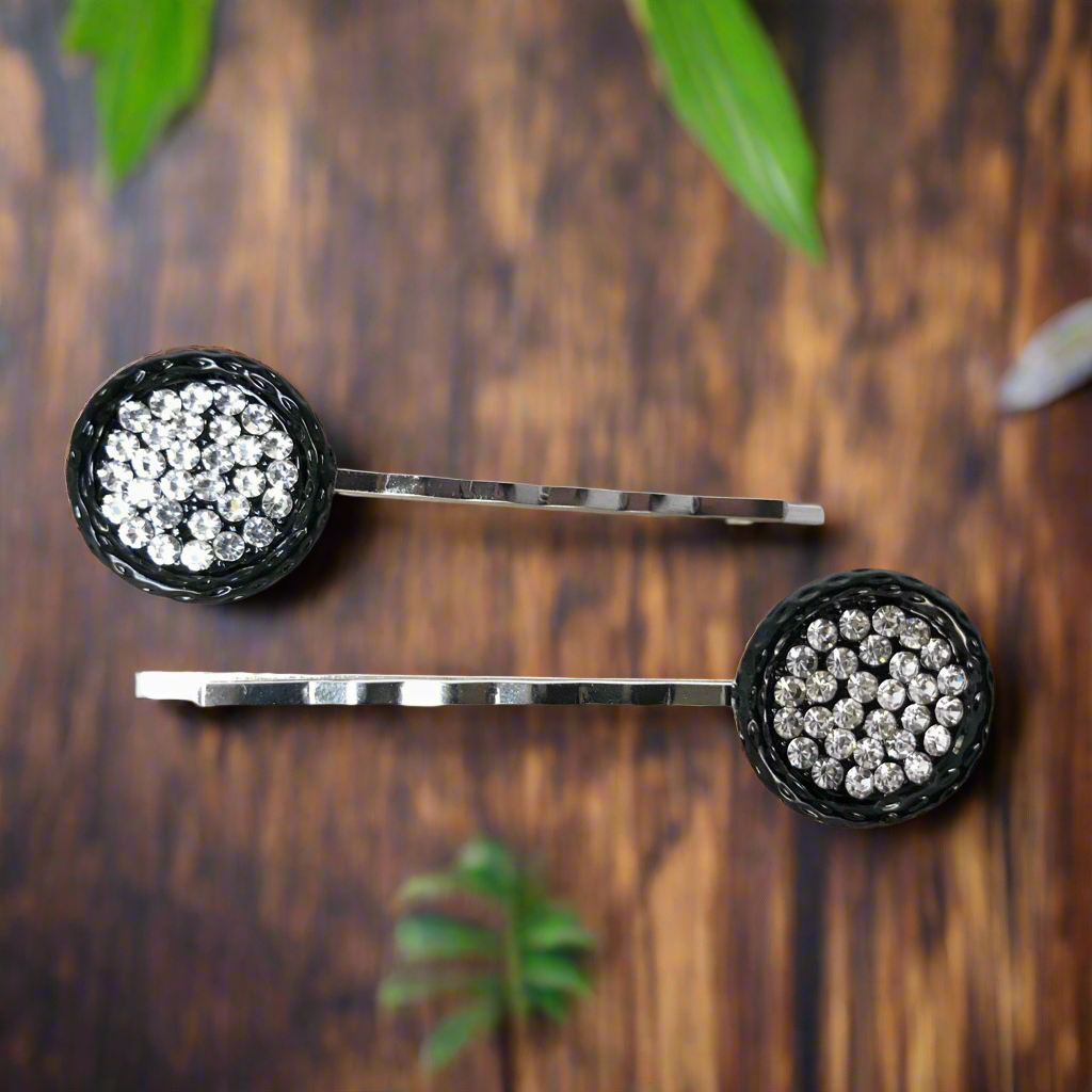 Black Crystal Hair Pins - Elegant Women's Hair Accessories