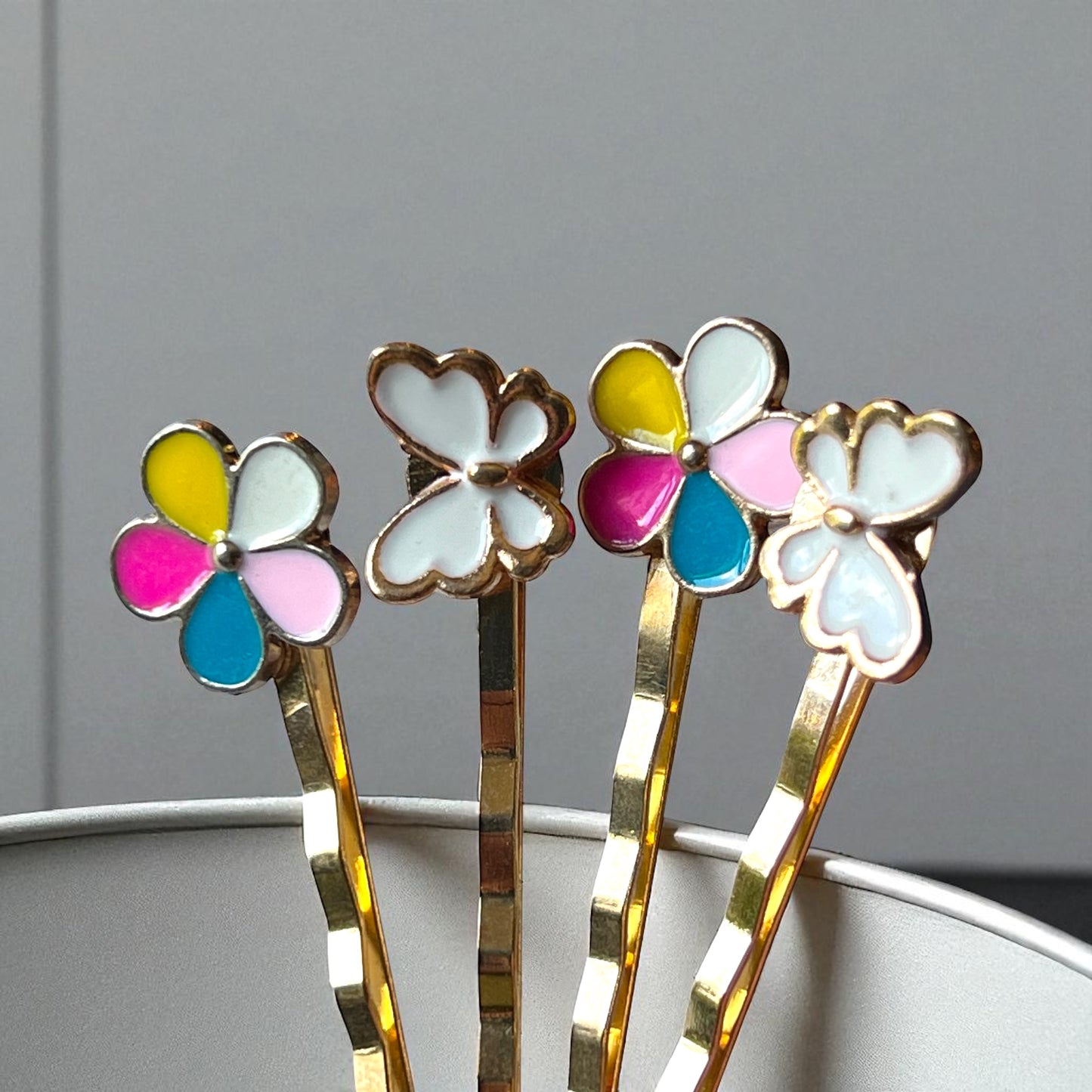 Colorful Flower & Butterfly Hair Pin Set – Handmade Whimsical Clips