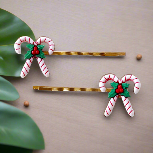 Candy Cane Bobby Pins - Festive Accessories for Holiday Hairstyles