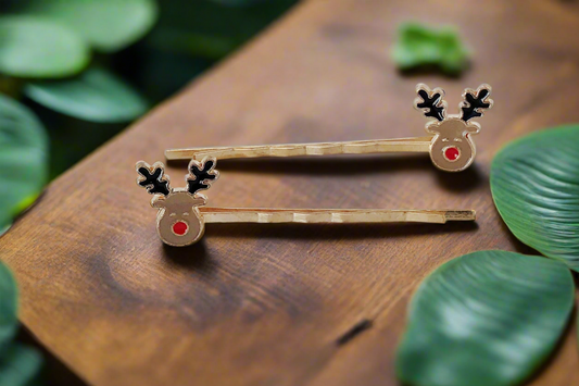 Reindeer Hair Pins - Winter Holiday Christmas Bobby Pins