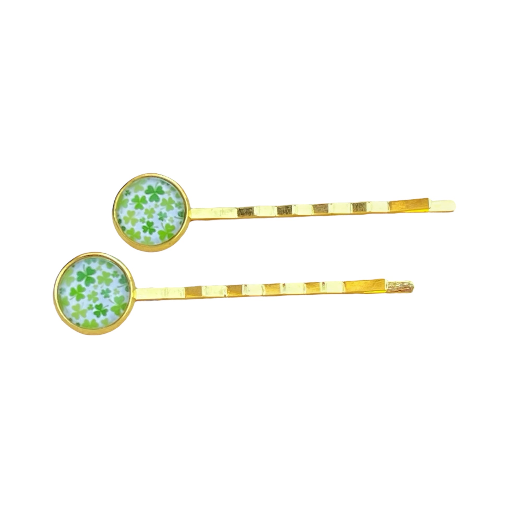 Shamrock Hair Pins – Set of 2 Gold-Toned St. Patrick’s Day Clips