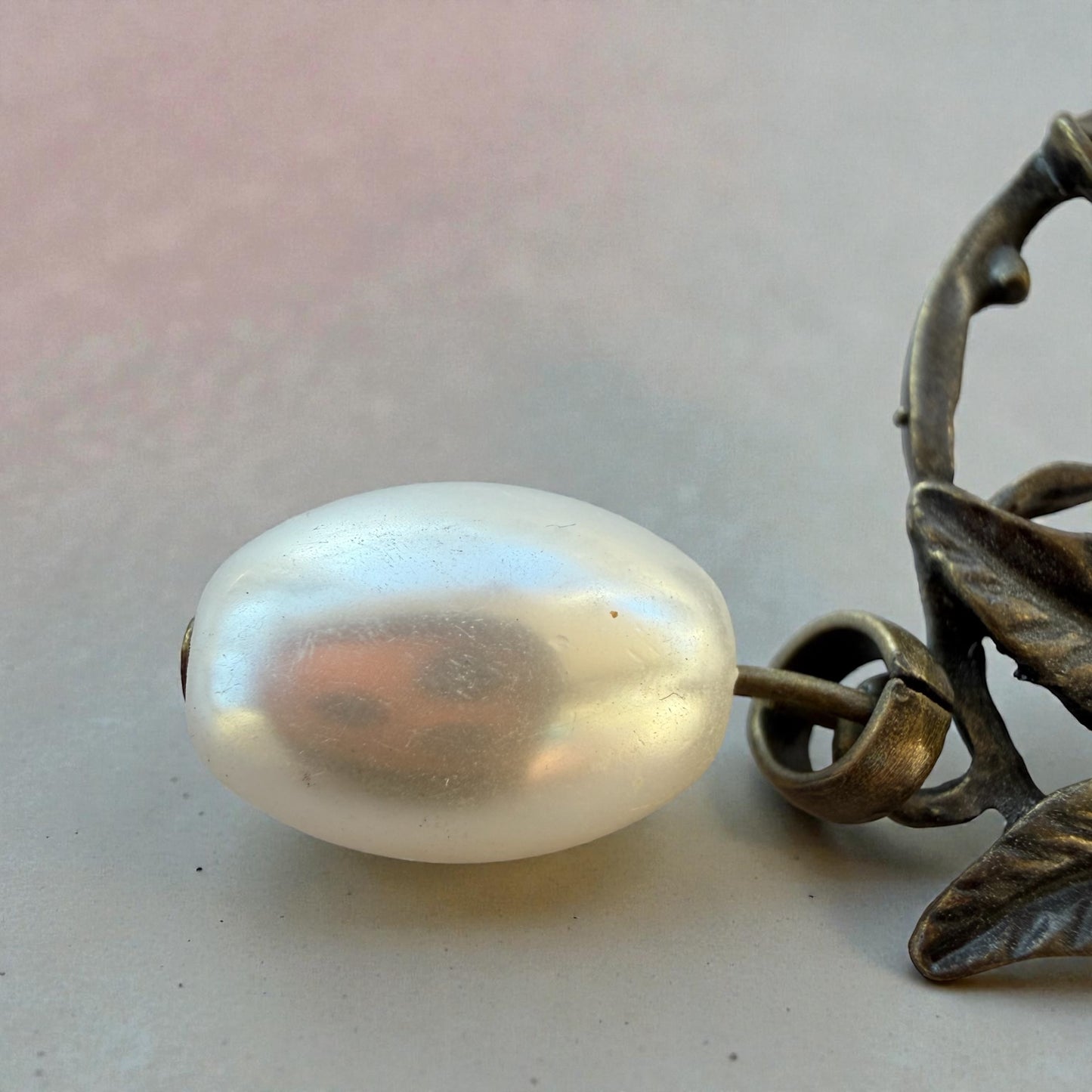 Vintage Bird & Pearl Purse Charm – Rustic Boho Branch Keychain